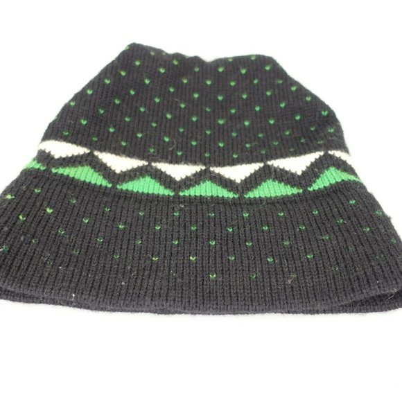 KNITS by HART USA Men's Black Green Ski Hat OS Beanie 100% Wool Winter Cozy - Picture 4 of 10